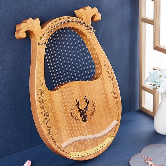 Yajisi C Key 16-String Wooden Lyre Harp Resonance Box String Instrument with Tuning Wrench, 3 Picks, Extra Strings, Natural Finish, 15.56 inches / 38.5 cm