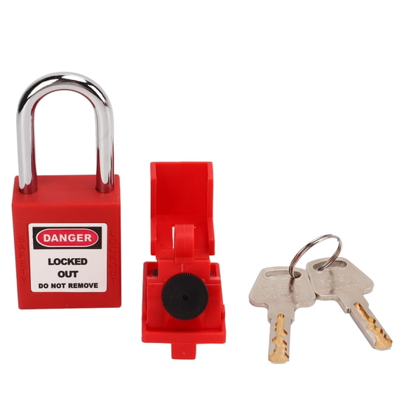 Yajisi CB-07 Clamp Type Circuit Breaker Lock with Keys Power Switch Padlock Lockout Tagout Lock Set, Safety Indoor Outdoor Device, 1 Pack (10x9x4 cm / 3.9x3.5x1.6 in)