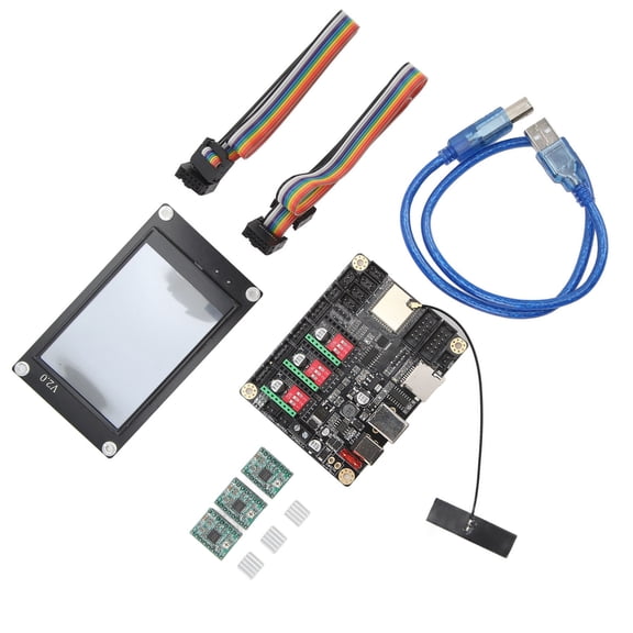 Yajisi CNC Engraver Control Board, 32 Bit WiFi Offline Controller for Desktop Engraving Machines. Includes 3.5in Touch Screen and A4988 Stepper Motor Driver, 12-24VDC (8.66 inches / 22 cm)
