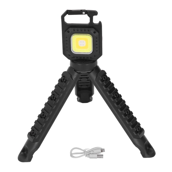 Yajisi COB Mini Rechargeable Pocket Flashlight 500LM, Folding Triangle Bracket, 500mAh Battery, Magnetic Hook, Ideal for Camping & Fishing