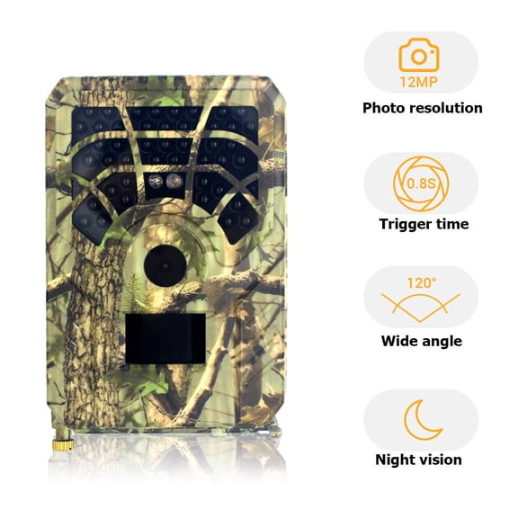 Yajisi Camouflage 12MP HD Infrared Waterproof Hunting Trail Monitor Camera, 120 Wide Angle Lens