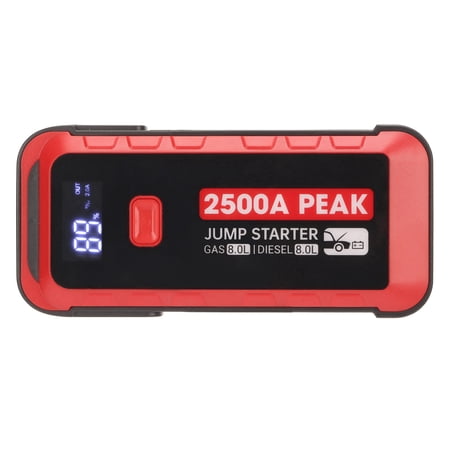 Yajisi Car Battery Jump Starter 2500A Peak 25800mAh Portable Power Bank Auto Battery Booster Pack for 12V Vehicles with LCD Display USB Quick Charge 3.0 LED Flashlight Type-C Port Black