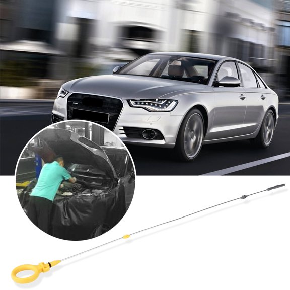 Yajisi Car Engine Oil Dipstick Replacement 06D115611B 22.8 Inches Metal Automotive Tool Accurate Fluid Capacity Measure Scale Yellow Essential Auto Maintenance Accessory
