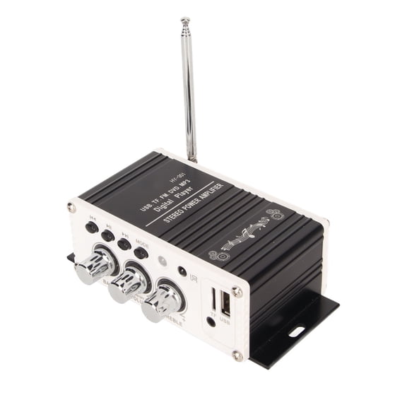 Yajisi Car Power Amplifier 2 Channel Bluetooth 5.0 Digital Mini HIFI Stereo Receiver with Remote Control 100-240V EU Plug, Output 20Wx2, Size 9.4 inches / 24 cm for Automotive Home Audio Application