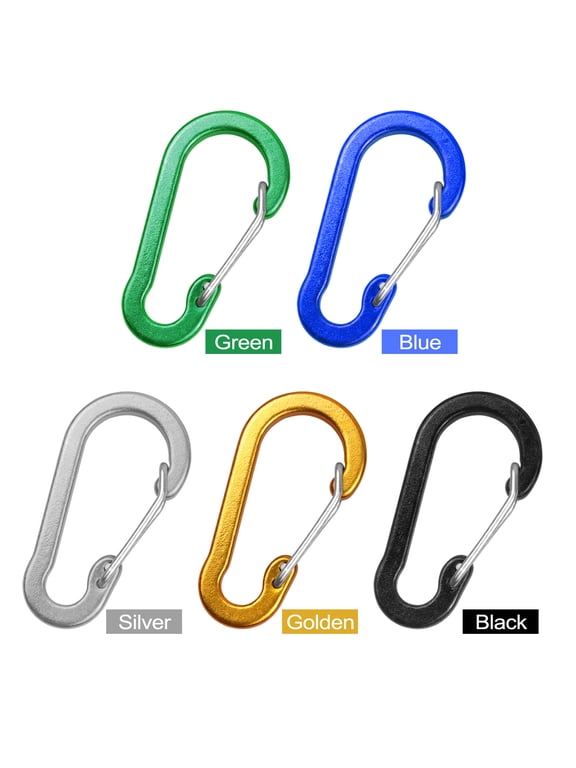 Carabiner Clips Mini Aluminum Alloy S-Shaped Keychain Carabiners Accessory D Rings for Camping Hiking Fishing Backpacking Everyday Use - Black, 5 Pack (Not for Climbing, 3.94 in / 10 cm)