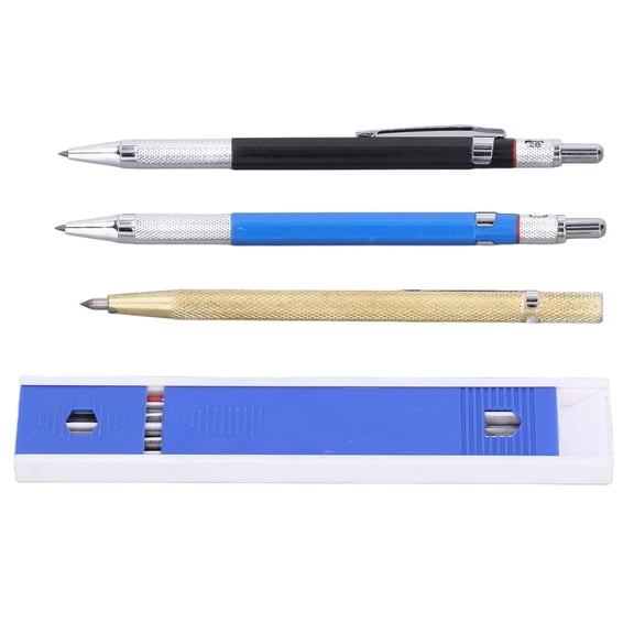 Yajisi Carpenter Pencil Mechanical 2.0mm Marking Scriber Tool Set with 12 Refills for Woodworking, 3 Solid Tungsten Carbide Pencils for Architect & Builder - 15 Pieces (5.91 inches / 15 cm)