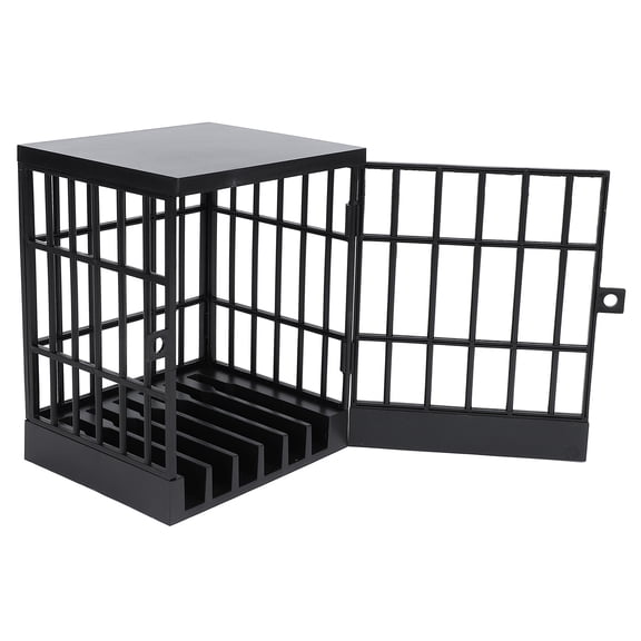 Yajisi Cell Phone Jail Lock Box Plastic Mobile Phone Prison Lockable Cage for Classroom Family Time Party Fun Gift, All Black, 5.12 inches / 13 cm