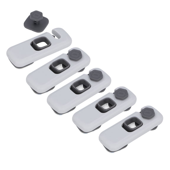 Yajisi Child Proof Refrigerator Lock Baby Security Drawers Latches Dual Protect Fridge Lock with Adhesive for Refrigerators Cabinets Drawers Light Gray (3.94 x 1.57 inches / 10 x 4 cm), 5 Pack