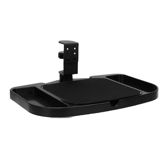 Yajisi Clamp On Mouse Platform Adjustable Desk Extension Tray Device Holder, 360 Rotating Ergonomic Arm Rest Mouse Pad Mount for Home Office Gaming Workstation Space Saving Storage Attachment, Black