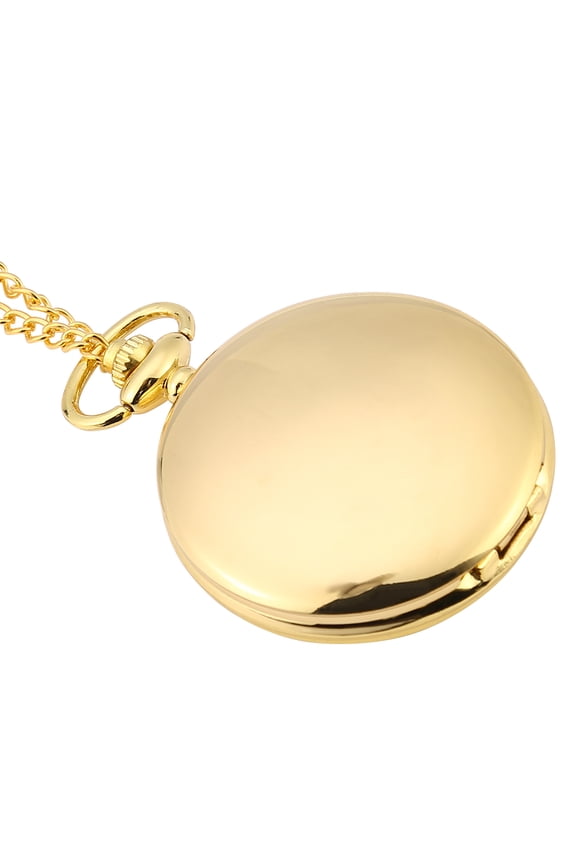 Classical Quartz Analog Smooth Pocket Watch Necklace Pendant with Chain, Gold, Unisex (1.8 inches / 4.5 cm Dial)