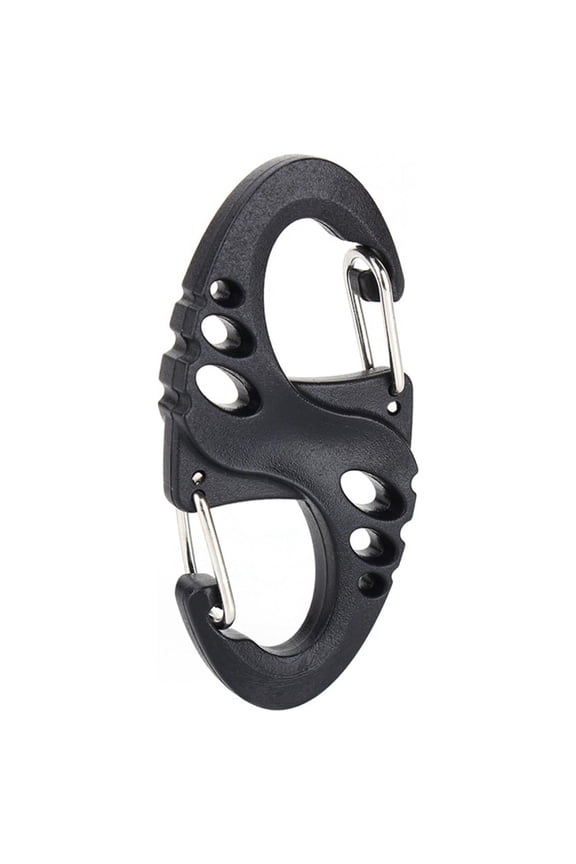 Climbing Hook S Type Carabiner Dual Buckle Keychain Mini Black EDC Buckle
