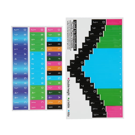 Yajisi Colorful Kalimba Scale Sticker 17 Keys Universal Thumb Piano Key Musical Note Decoration for Beginner, 4.33 inches / 11 cm