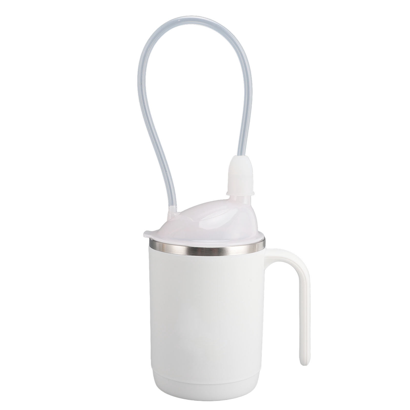 Yajisi Convalescent Drinking Cup with Straw, 450ml / 15.2 oz 304 Stainless Steel Leakproof Rehabilitation Feeding Cup for Water Porridge Soup, Dysphagia Aid for Elderly and Patients