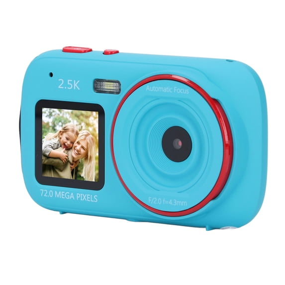 Yajisi Creative Dual Screen Digital Camera, 72MP 2.5K Blue Vlogging Pocket Camera with 16X Digital Zoom, Automatic Light Sensitive Selfie Camera for Travel (2.4-inch / 6.1 cm Main Screen)