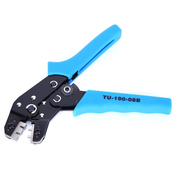 Yajisi Crimping Tool Ratchet Pliers 28-20 AWG 0.08-0.5mm2 High-End Terminal Manual Cutting Tapping Wire Stripper for Home Improvement TU-190-08B Black Red Hand Tool (7.5 inches / 19.05 cm)