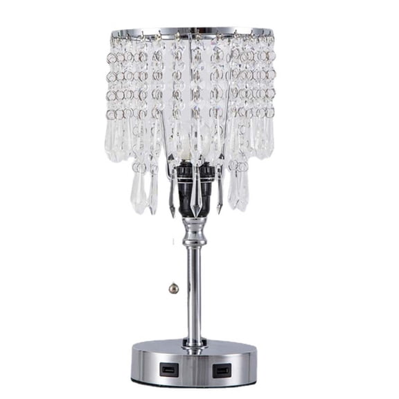 Yajisi Crystal USB Table Lamp, Touch Control Bedside Lamp for Bedroom, Modern Decorative Nightstand Lamp with Bulb - 9.45" L x 7.48" W x 7.48" H