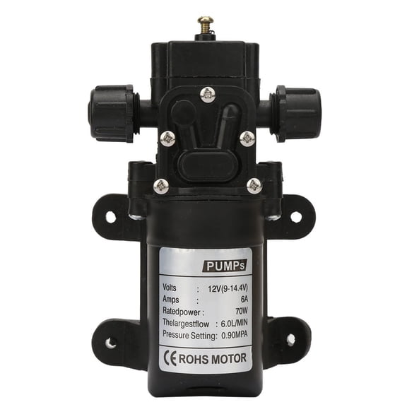 Yajisi DC 12V 70W Self Priming Water Transfer Pump 6L/Min High Pressure Diaphragm Booster Pump for Caravan RV Marine and Lawn Splitting (10 inches / 25.4 cm)