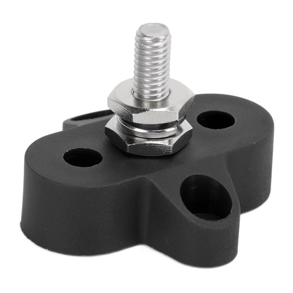 Yajisi DC 48V M6 Heavy Duty Battery Power Distribution Terminal Block Junction Post, Black Negative Bus Bar Terminal for Car Marine Trailer RV Boat Automotive Replacement Parts, 1/4 inch / 6mm Stud