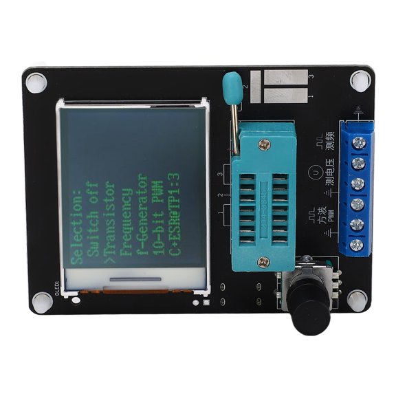 Yajisi DC5V Transistor Tester 1.77in TFT Color Screen Capacitance Inductance ESR Volt Frequency Meter English Full Version