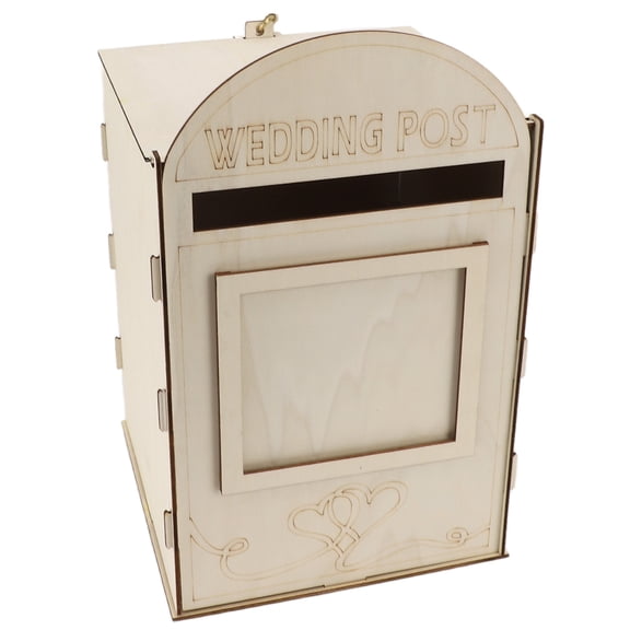 Yajisi DIY Wooden Wedding Mailbox Post Box with Lock Key for Reception Wedding Anniversary Party Decoration 13.0 inches / 33.1 cm