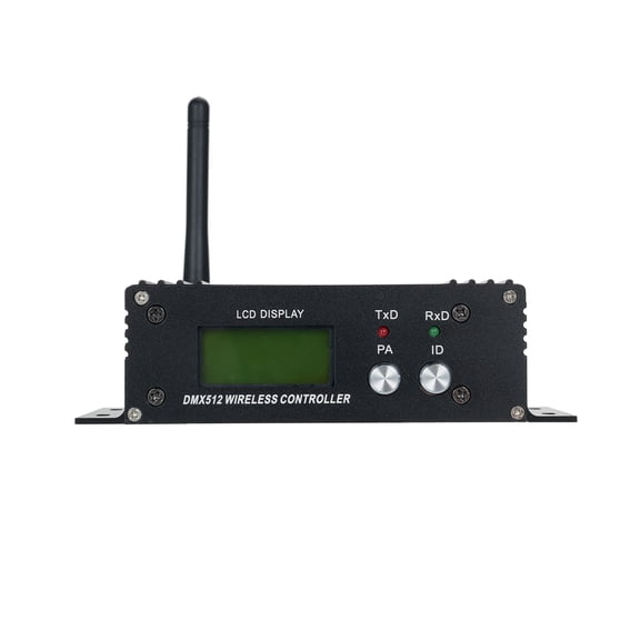 Yajisi DMX 512 2.4G Wireless Controller Transmitter Receiver LCD Display Power Adjustable Repeater Lighting Controller 35 Groups ID Coding for Stage DJ Disco Party (Black - US Plug)