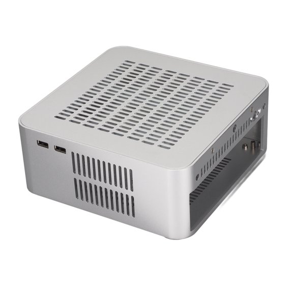 Yajisi Desktop Computer Case, Mini ITX Aluminum Alloy HTPC PC Chassis with USB 2.0, Horizontal Placement, Good Heat Dissipation Exquisite Compact Case for Home Video Computer, Silver