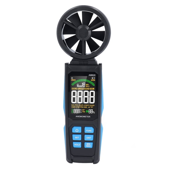 Yajisi Digital Anemometer Handheld Wind Speed Air Velocity Temperature Humidity Meter with Backlit LCD Screen 180 Rotation for Drone Flying HVAC CFM Testing, 9.92 inches / 25.4 cm[cite: 1, 2]