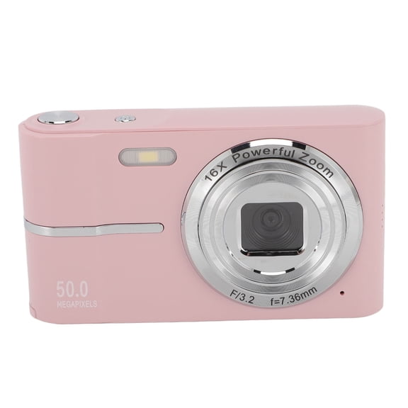 Yajisi Digital Camera 50MP 1080P FHD Video Auto Focus 16x Digital Zoom 2.4 Inch Display Screen Portable Compact Mini Vlogging Camera for Kids Teens Students Travel Photography, Pink