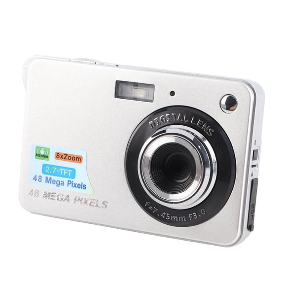 Yajisi Digital Camera for Teens 48MP HD 2.7 Inch TFT Screen 8X Digital Zoom Autofocus Anti-Shake Pocket Compact Camera for Travel Photography Vlogging, 11x9x7 inches / 27.9x22.8x17.7 cm Silver