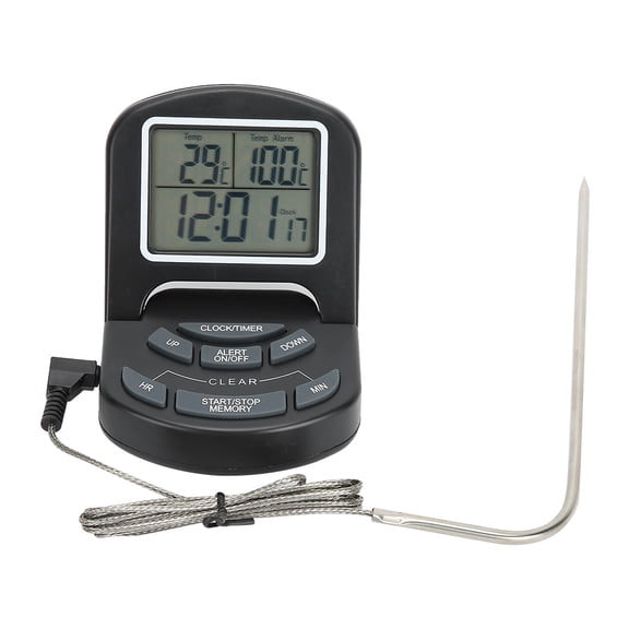 Yajisi Digital Cooking Food Thermometer Timer with Probe for Smoker Grill BBQ Oven Kitchen, 4.9x3x0.7 inches / 12.5x7.5x1.7 cm