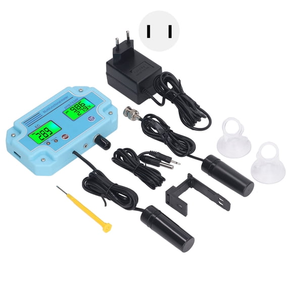 Yajisi Digital LED Aquarium Water Quality Tester Temperature PH EC Analysis Meter Detector Analyzer EU Plug 230-240V 12 inches / 30.5 cm Premium Fish Tank Monitor Tool
