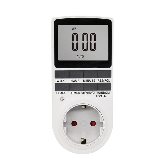 Yajisi Digital Timer Switch Socket Plug-in Programmable Time Switch with LCD Display Energy Saving Intelligent Electronic Timing Socket For Home Use - EU Plug 220V 16A 3680W (5.20 inches / 132 mm)