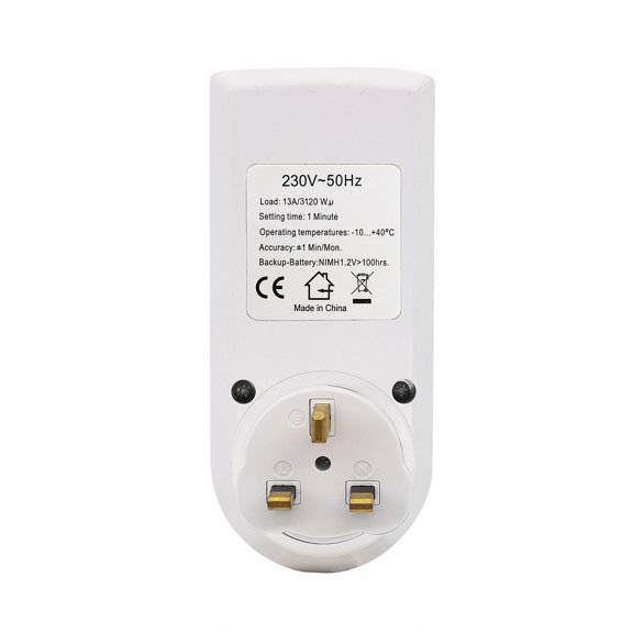 Yajisi Digital Timer Switch Socket Plug-in Programmable Time Switch with LCD Display Energy Saving Intelligent Electronic Timing Socket For Home Use - UK Plug 230V 13A 3120W (5.20 inches / 132 mm)
