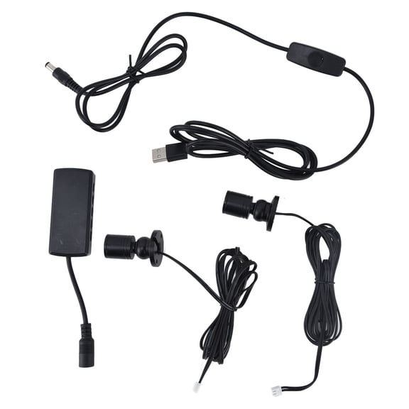 Yajisi Display Cabinet Light USB Powered Dimmable Round Small LED Lamp 1 for 7 Kit White Black Body