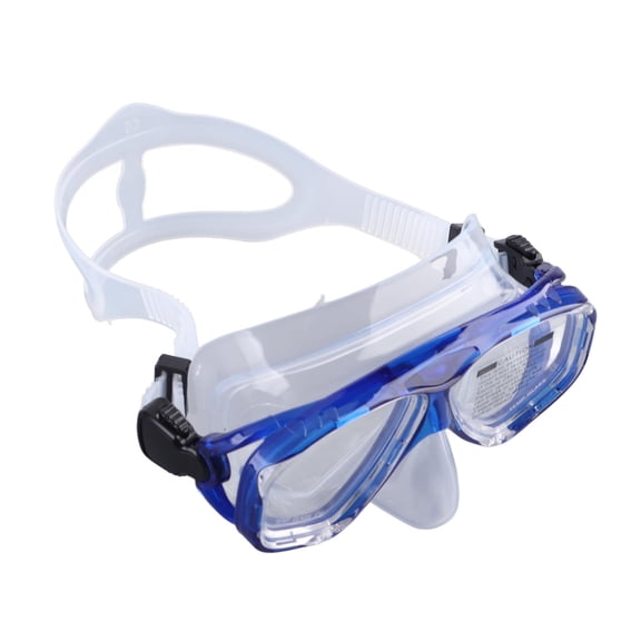 Yajisi Diving Goggles with Nose Cover Wide View Anti Fog Tempered Glass Lens Silicone Snorkel Mask Blue