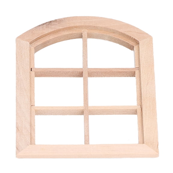 Yajisi Dollhouse Windows Mini Miniature Dollhouse Arched Window Furnishings with 6 Panes Wood Color (4.13 inches / 10.5 cm)