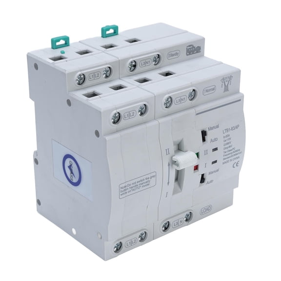 Yajisi Double Power Automatic Transfer Switch 4P 63A DIN Rail Mounted Mini ATS 110V Millisecond Switching Dual Selector for Generator Home Backup Electrical Equipment