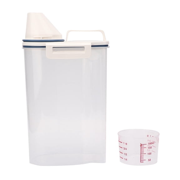 Yajisi DoubleSealed Pet Food Bucket with MoistureProof Cap, Funnel Opening, BuiltIn Measuring Cup, EasyOpen Lock