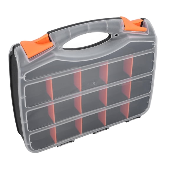 Yajisi DoubleSided PVC Parts Organizer with Removable Dividers, 10.24x12.6x3.15 in, Clear Lid, 2315 Capacity, Portable Tool Box