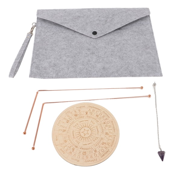 Yajisi Dowsing Rods Kit Copper Divining Rod Pendulum Pendant Divination Mat for Ghost Hunting Water Witching Paranormal Gold (10.24 inches / 26 cm)