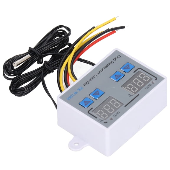 Yajisi Dual Display Temperature Humidity Controller, Heating Cooling Thermostat Switch with NTC 10K Sensor, 12V Digital Control (3.54 inches / 9 cm)[cite: 1]