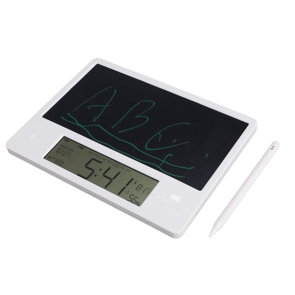 Yajisi Electronic Calendar with Notepad 8.7 inches / 22 cm Time Date Temp Humidity Display Rechargeable Desktop Calendar LCD Writing Tablet for Office Business Home Black