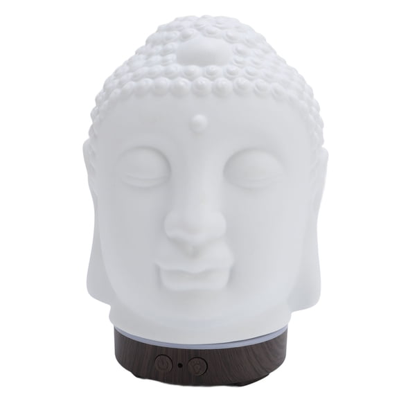 Yajisi Essential Oil Diffuser Ceramic Buddha Head Cool Mist Humidifier 180x130mm / 7.1x5.1in Ultrasonic Aromatherapy Diffuser with Remote Control for Home Office Yoga US Plug 100-240V