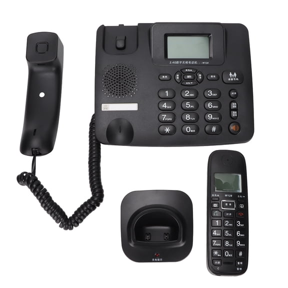 Yajisi Expandable Corded Cordless Phone Combo System with 2.4GHz Digital Communication Technology 18 Ringtones Hands-Free Speakerphone Intercom 3-Way Calling for Home Office W128 10 in / 25.4 cm