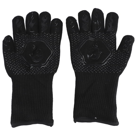 Yajisi Extreme Heat Resistant BBQ Gloves 1472F Fireproof Grilling Gloves Non-Slip Silicone Oven Mitts for Barbecue Baking Cooking Black Average Size 10-13.8 inches / 26-35 cm