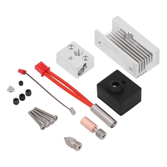 Yajisi Extruder Heater Block Upgrade Kit Ti Alloy Copper Bimetal Plated 0.4mm Nozzle 300 High Temp with Aluminium Radiator Replacement Part Compatible with Ender 3 S1 / Pro / CR10 Smart Pro