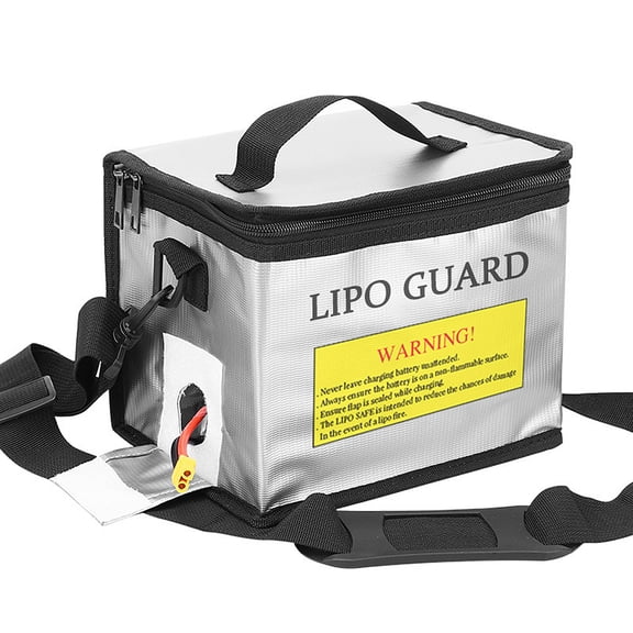 Yajisi Fireproof Lipo Battery Safe Bag Explosion-Proof Battery Storage Case with Zippers Handle Shoulder Strap for Lithium Battery Charging and Protective Pouch Silver 8.46x6.50x5.71 Inches