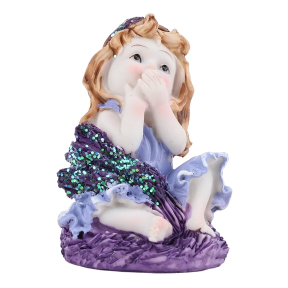 Yajisi Flower Fairy Statue Resin Sculpture Outdoor Decoration for Garden Landscape Ornament, Speak No Evil Meditating Fairy Figure, Multicolor (5.9 in / 15 cm)