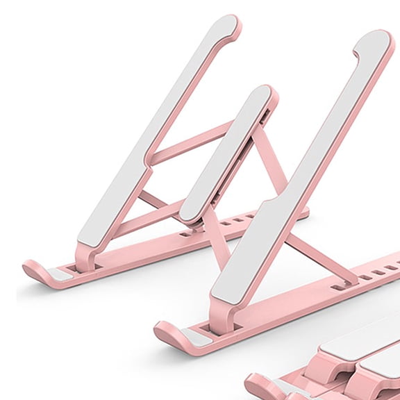 Yajisi Foldable Laptop Stand Multi-Angle Ergonomic Desktop Tablet Holder Portable & Lightweight Cooling Computer Riser 10 to 16 Inches for Home Office Desk, Non-Slip Triangle ABS Stand, Pink