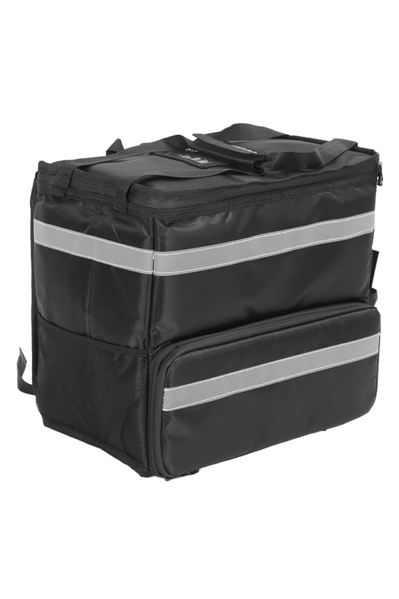 Food Delivery Backpack 1680D Oxford Waterproof Expandable Insulated Pizza Bag for Bike Camping Black 16.1x15x14.2 in / 41x38x36 cm